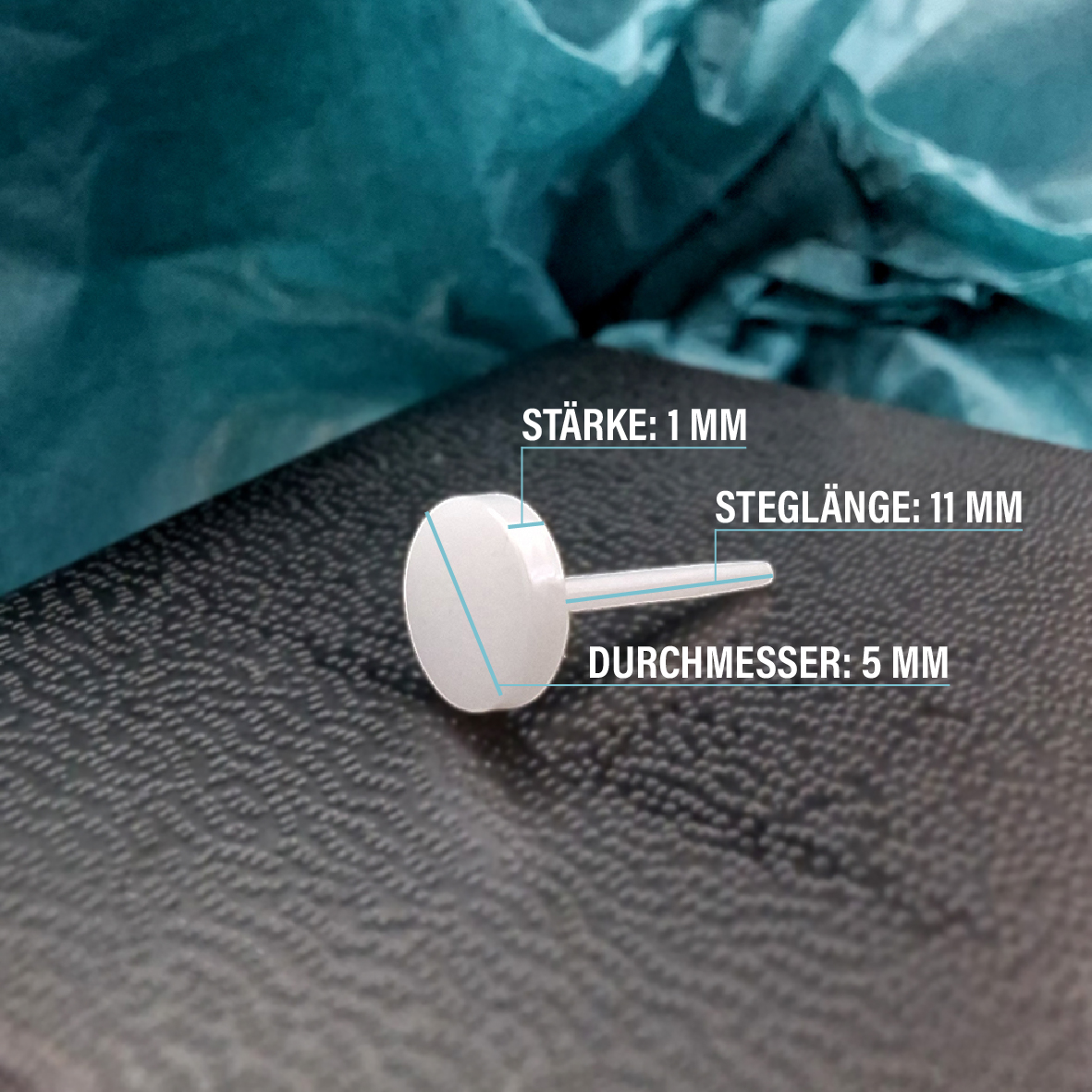 Keramikohrstecker mit Größenangabe