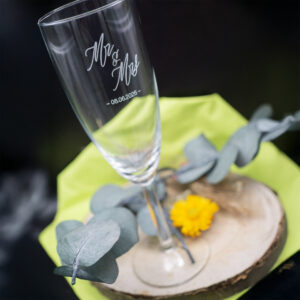 Ansicht Sektglas mit Lasergravur "Mr & Mrs"